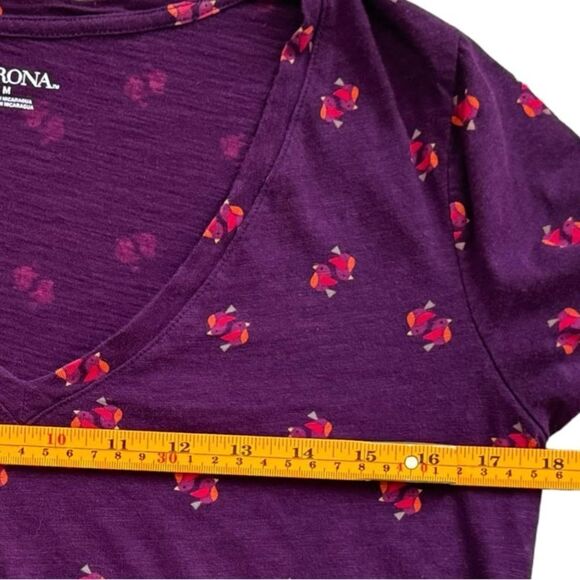 Merona V-Neck Short Sleeve Bird Print Lightweight Maroon Cotton T-Shirt. Medium. - Picture 4 of 7